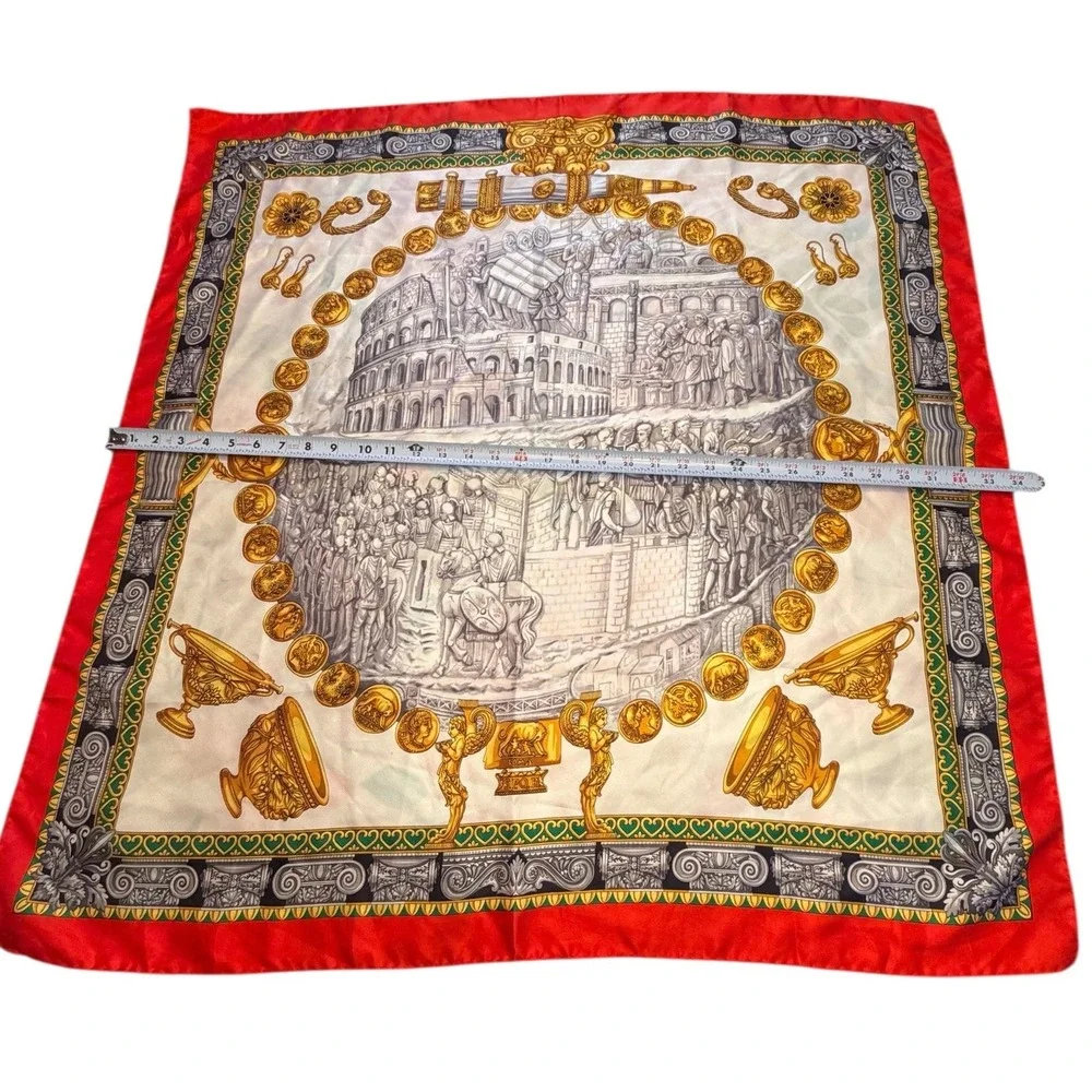 Vintage Neiman Marcus Silk Scarf Made in Italy SPQR Roman‎ Colosseum Coin 35